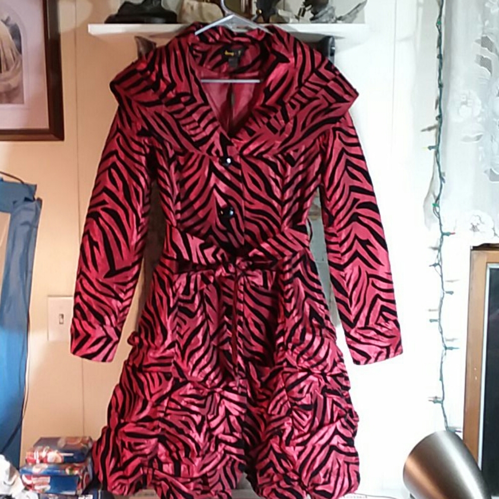 Women's Jerry T. Red/Blk Zebra Striped Jacket